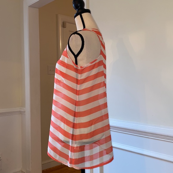Sheer🧡Striped🤍Sleeveless Top SIZE-Medium - Picture 2 of 6